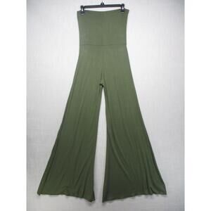 Lyss Loo Olive‎ Green Wide Leg Boho Strapless Jumpsuit Womens Size